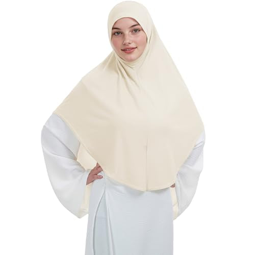 Instant Hijab for Women Muslim Stretchy Prayer Hijab Islamic Headscarf - color: Beige