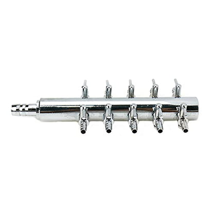 Aquarium Air Manifold 10Way Inline Flow Splitter Lever Valves | This 10-way inline manifold splitter features lever control valves for aquarium air pumps - size: 10 Ways