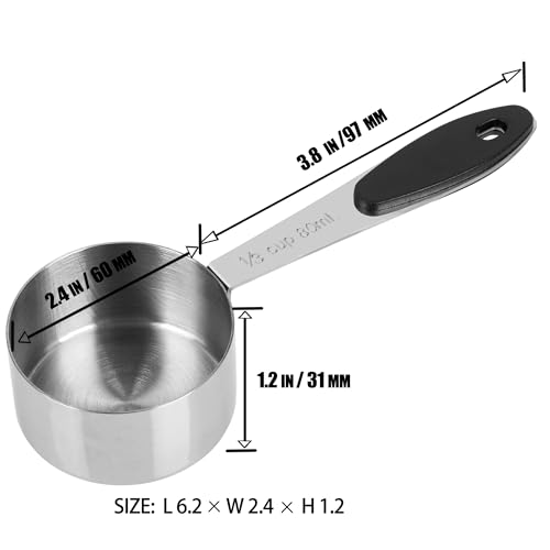 1/3 Cup Magnetic Grips Stainless Steel Measuring Cup -1PCS - size: 1/3 cup