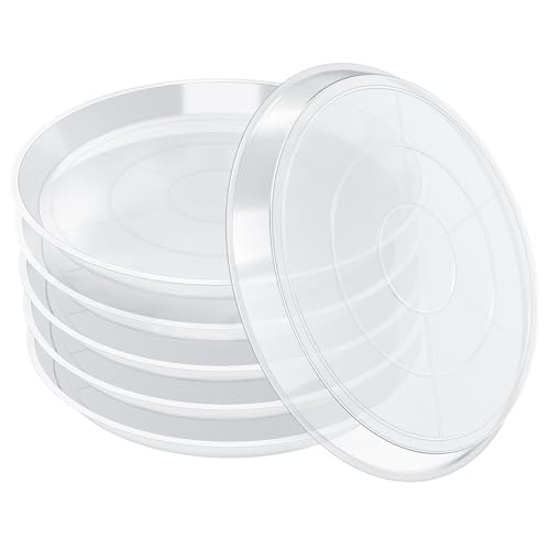 FUIJOL 6 Pack Clear Plant Saucer, Durable Plant Drip Trays Saucers for Pots, No Holes Water Catcher Trays for Indoor Outdoor Planter, Sturdy Base Plate (Clear, 3"-6Pack) - size: 3"-6Pack