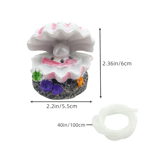 Aquarium Shell Decor Air Bubble Stone with Air Stone Bubbler Volcano Ornament Mini Cute Undersea Clam Pearl Ornaments for Fish Shrimp Crab Betta Tank