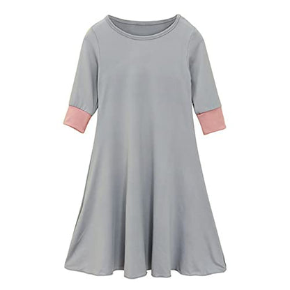 Kids Prayer Dress Muslim Clothes Outfits for Toddler Girls Long Sleeve Abaya with Hijab Two Piece Maxi Islamic Set - color: Grey, size: 2-3T