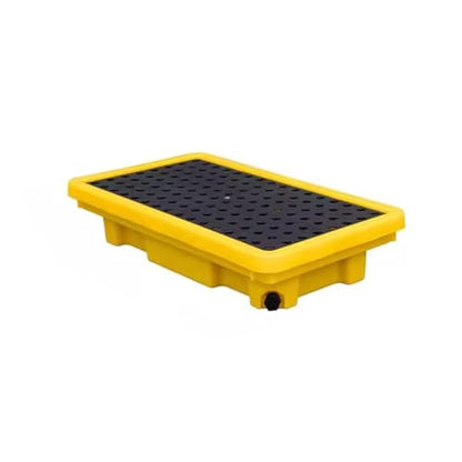 Modular Leak Platform/Grid Pads.Modular Spill Containment Tray - Heavy-Duty Oil Drum Holding Platform, Leak-Proof Pallets for Safe Spill Control and Hazardous Waste Management，（Yellow，66 * 36* - size: 66*36*12cm
