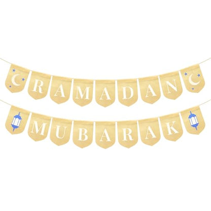 KatchOn, Ramadan Mubarak Banner - 10 Feet | Burlap Bunting Garland for Ramadan Decorations | Islamic Decorations for Home, Muslim Decor, Ramzan Decoration