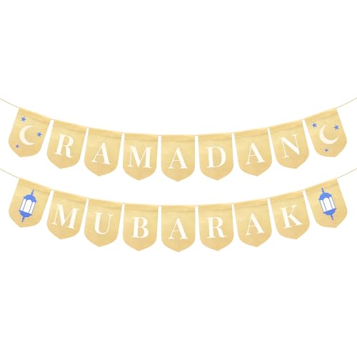 KatchOn, Ramadan Mubarak Banner - 10 Feet | Burlap Bunting Garland for Ramadan Decorations | Islamic Decorations for Home, Muslim Decor, Ramzan Decoration