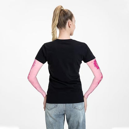 Arm Sleeves Outdoor Garden Sports Cooling Sun Sleeve for Women Men Farm - color: Breast Cancer