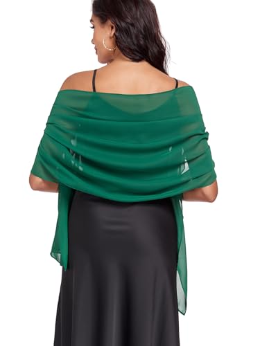 Shawls and Wraps Soft Chiffon Scarve Scarf For Evening Party Dresses Wedding Stole - color: Dark Green