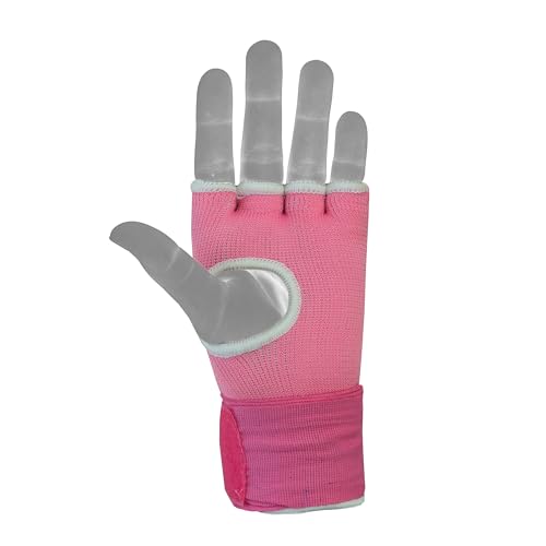 Boxing Gel Hand Wraps Quick Wraps – Padded Inner Gloves for Boxing, Muay Thai, Kickboxing & MMA Training - color: Pink, size: Large
