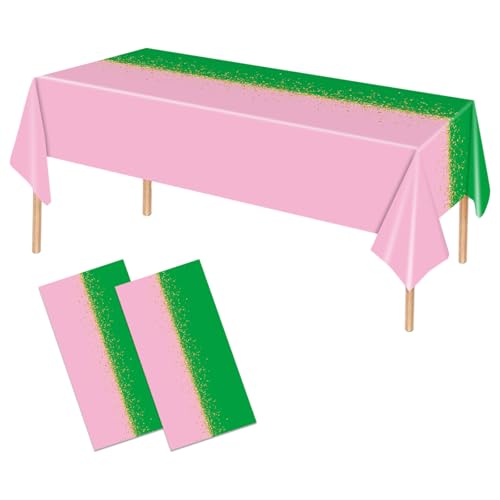 2Pcs Pink and Green Party Witch Tablecloth Witch and Princess Birthday Tablecover Witches Themed Decorations for Bachelorette Baby Shower Birthday Decorations 108 x 54 Inch - color: Pink+green