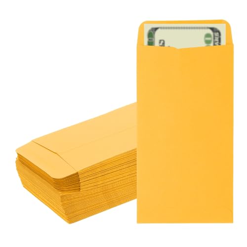 PATIKIL Money Envelope, 100 Pack 6.5" x 3.5" Cash Envelopes Money Holder Bags Budgeting Saving Challenge Letter for Gift Coins Checks Tickets Jewelry Passport Card, Deep Yellow - color: Deep Yellow, size: 6.5" x 3.5"