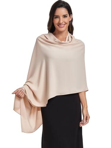 Chiffon Shawl and Wraps for Women Warm Scarves Wedding Evening Bridal Scarfs Pashmina Shawls - color: Champagne
