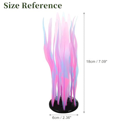 Aquarium Glowing Kelp Plant, Soft Silicone Glowing Decorations Pink 2pcs - color: Pink