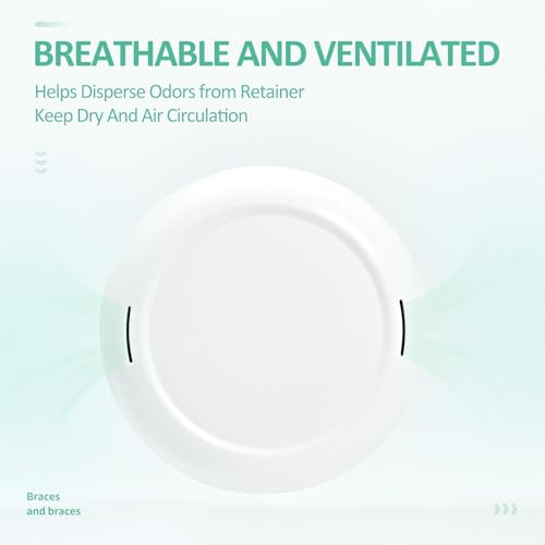 Retainer Case Slim Aligner Case with Vent Holes Removable Inner Tray Silicone for Easy Cleaning, Retainer Removal Tool and Brush (White Green) - color: White Green