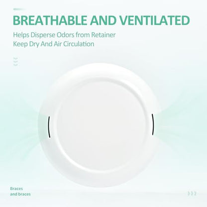 Retainer Case Slim Aligner Case with Vent Holes Removable Inner Tray Silicone for Easy Cleaning, Retainer Removal Tool and Brush (White Green) - color: White Green