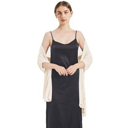 Chiffon Shawls and Wraps - Lightweight Scarve for Women Evening Dresses Wedding Bridal Formal Party - color: F1-pale Champagne