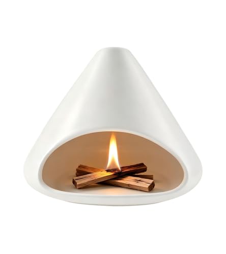 Volcanic Ceramic Burner, White Palo Santo Sage Yoga Meditation Hold - color: Matte White