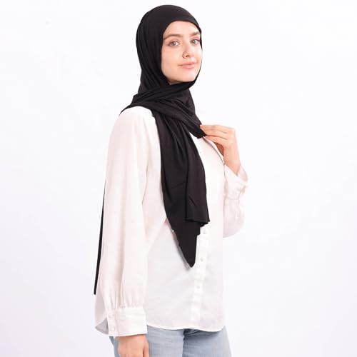Non-see-through Premium Jersey Maxi Hijab Head Scarf Wrap for Muslim Women - color: Black