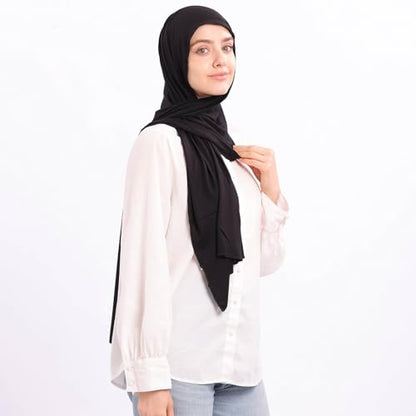 Non-see-through Premium Jersey Maxi Hijab Head Scarf Wrap for Muslim Women - color: Black