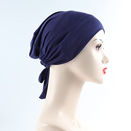 Jersey Hijab Muslim Elastic Band Ethnic Lace up Small Cap Tube Turban Soft Breathable Stretchy for Women - color: 02#_b