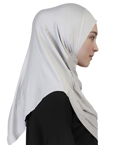 Lina & Lily Modal Jersey Muslim Amira Instant Hijab Scarf One Piece Ready-To-Wear - color: Light Gray