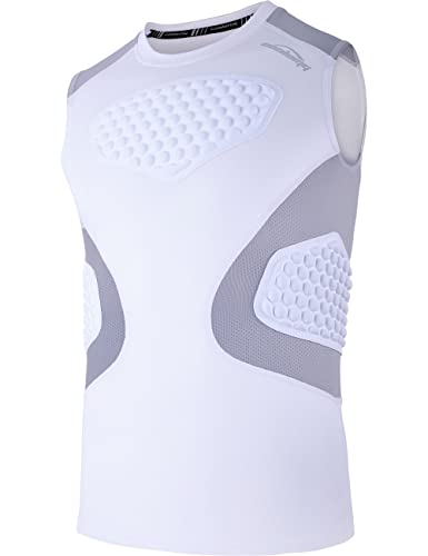 COOLOMG Youth Chest Protector Baseball Softball Football Lacrosse | Padded Compression Shirt Sleeveless Rib Heart Sternum Guard - color: White, size: Small