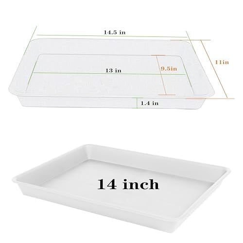 VUWEZ Rectangle Plant Tray, Plant Drip Tray, Plant Pot Saucers, Plant Germination Trays, Plant Saucers, 14.5'' x 11'' x 1.5'' (2 pack), Creamy White - color: Creamy White, size: 14.5'' x 11'' x 1.5'' (2 pack)