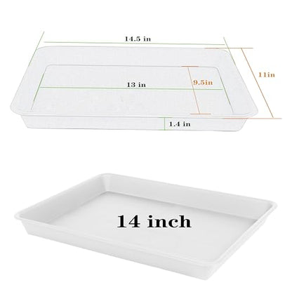 VUWEZ Rectangle Plant Tray, Plant Drip Tray, Plant Pot Saucers, Plant Germination Trays, Plant Saucers, 14.5'' x 11'' x 1.5'' (2 pack), Creamy White - color: Creamy White, size: 14.5'' x 11'' x 1.5'' (2 pack)