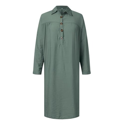 Prayer Clothes for Muslim Women One-Piece Long Sleeve Islamic Prayer Dress O Neck Lightweight Maxi Dress Dress - color: Green, size: X-Large