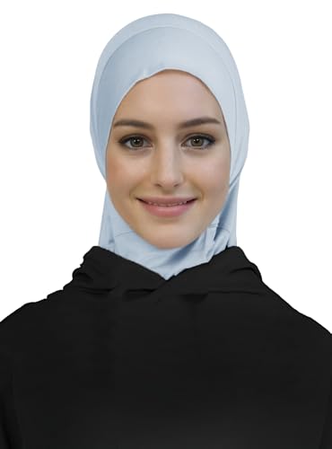 Lina & Lily Modal Jersey Muslim Amira Instant Hijab Scarf One Piece Ready-To-Wear - color: Baby Blue