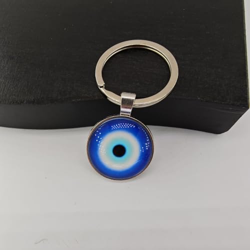 FORUBUS Evil Eye Keyring For Women Men Protection Amulet Keepsake, Turkish Eye Hamsa Hand Key Chains Bring Luck Jewelry - color: C Silver