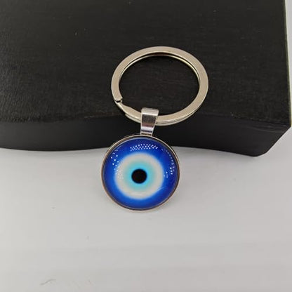 FORUBUS Evil Eye Keyring For Women Men Protection Amulet Keepsake, Turkish Eye Hamsa Hand Key Chains Bring Luck Jewelry - color: C Silver