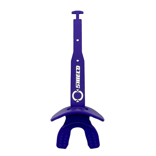 O Shield Striker Football Lip Guard with Permanent Strap | Football Lip Guard with Permanent Strap — Front Teeth, Lip, and Full Bite-Surface Coverage, No-Boil Ready Fit - color: Purple