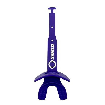 O Shield Striker Football Lip Guard with Permanent Strap | Football Lip Guard with Permanent Strap — Front Teeth, Lip, and Full Bite-Surface Coverage, No-Boil Ready Fit - color: Purple