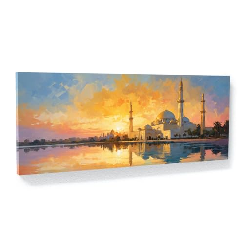 Sense Canvas Islamic Sunset Mosque 50 Canvas Art - Home Decor Wall Art Print Poster Painting Small 20x8 / 0.75" - color: Islamic Sunset Mosque 50, size: Small 20x8" / 0.75"