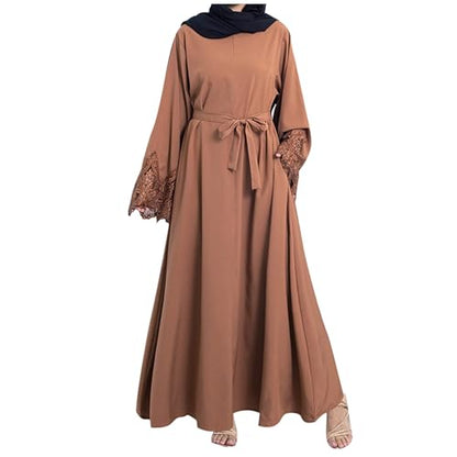 Lmdudan Muslim Dresses - Ladies Robe Dress Islamic Abaya - Cotton Linen Dress - Stripe Conservative Prayer Clothes - color: 🔥2024 Amazon Essentials🔥-3*coffee, size: Medium