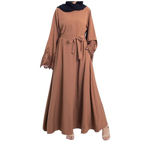 Lmdudan Muslim Dresses - Ladies Robe Dress Islamic Abaya - Cotton Linen Dress - Stripe Conservative Prayer Clothes - color: 🔥2024 Amazon Essentials🔥-3*coffee, size: Medium