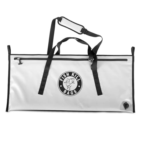 Flat PVC Tarpaulin Insulated Fish Cooler Kill Bag - Waterproof Fishing Cooler Bag with Easy Grip Carry Handles - Portable Soft Cooler - 3 Sizes - size: (70 QT) 40" x 18"