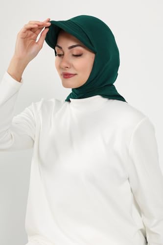 Aisha's Design Full Coverage Cotton Bonnet Hijab with Visor Modest Underscarf Bonnet - color: Green