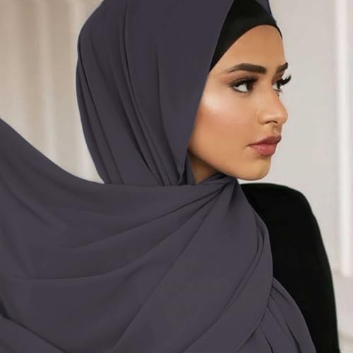 Hijab Scarf for Women Soft Cotton Muslim Jersey Hijab Head Wrap Scarves Fashion Long Scarf Shawls - color: Dark Grey