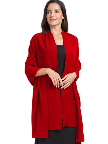 Chiffon Shawl and Wraps for Women Warm Scarves Wedding Evening Bridal Scarfs Pashmina Shawls - color: Red