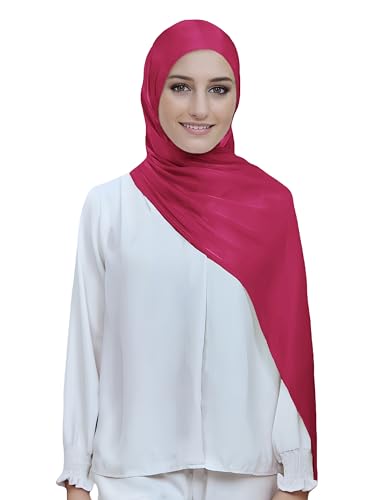 Lina & Lily Sheen Shimmer Women's Crepe Scarf Shawl Wrap Head Hijab Lightweight - color: Dark Pink