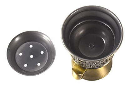 Frankincense Resin Incense Burner, Incense Censer, Bakhoor Burner, Charcoal Incense Burner, Incense Burner with Handle Tongs for Yoga, Spa Aromatherapy - color: Bronze