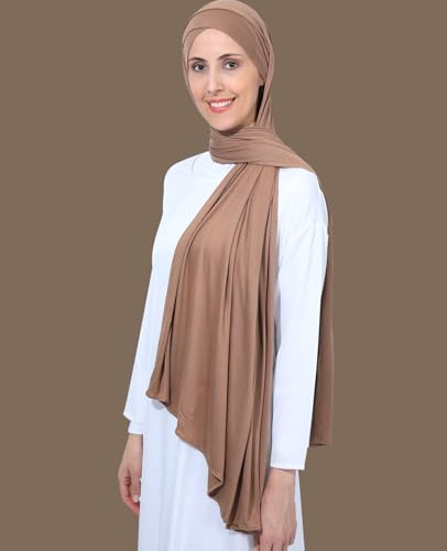 Instant Jersey Cotton Hijab Scarf for Women, Non-See Through Tieback Muslim Head Scarf - color: Navy Blue