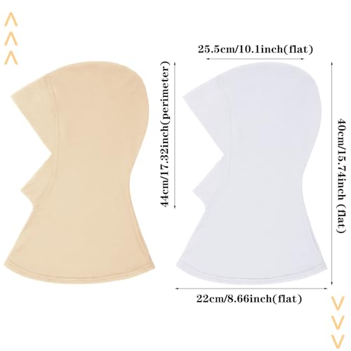 4 Pieces Modal Hijab Cap Adjustable Muslim Stretchy Turban Full Cover Shawl Cap Full Neck Coverage for Lady - color: Black, White, Light Khaki, Beige