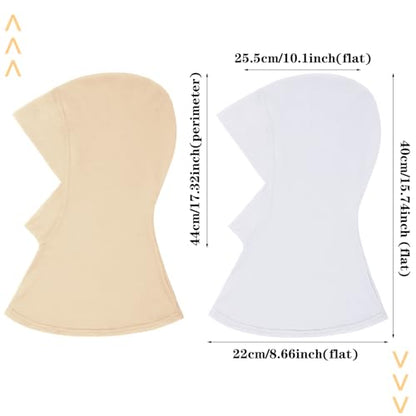 4 Pieces Modal Hijab Cap Adjustable Muslim Stretchy Turban Full Cover Shawl Cap Full Neck Coverage for Lady - color: Black, White, Light Khaki, Beige