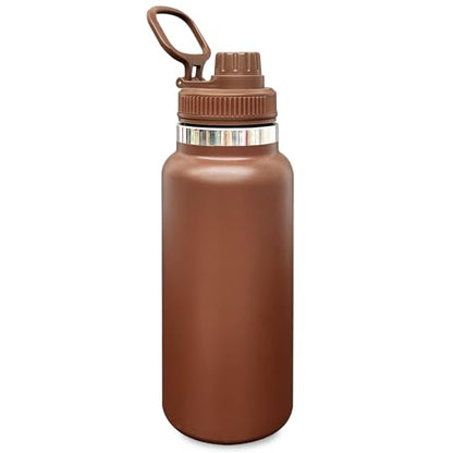 32 oz Insulated Water Bottle with Spout Lid - Double Wall Vacuum Sports Water Bottle - Powder Coated Cup for Gym Camping Hiking(Coffee,1 pack) - color: Coffee