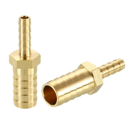 2 Pack Brass Hose Barb Adapter, 1/2" Barb To 1/4" for Industrial, Automotive, Fluid Transfer, Home Gardening, and Water Treatment - size: 1/2" Barb To 1/4"