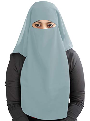 MyBatua 3 Layers Saudi Niqab In Breathable Georgette, Wholesale Price, 1pc Face Veil NQ-003 - color: Gray