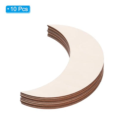 PATIKIL 5.5"x1.8" Wooden Moon, 10 Pack Unfinished Wood Moon Blank Wooden Cutouts Ornaments Natural Wood Pieces for Christmas Party Craft Projects - size: 5.5"x1.8"