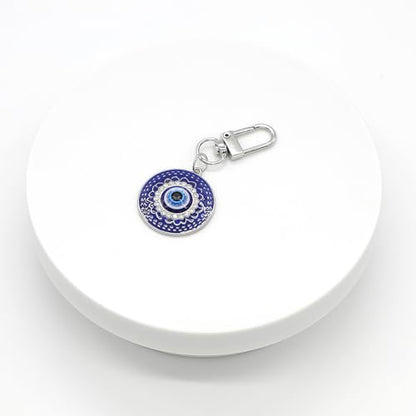 Evil Eye Keychain Hamsa Hand keychain Protection Charm for Men Women Car Key Ring Bag Purse Accessories - color: Silver Blue Eye